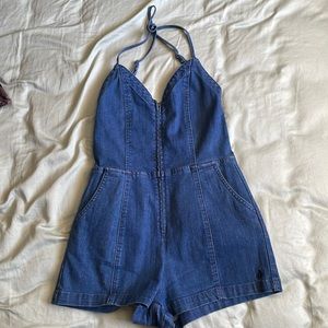 Retro denim romper